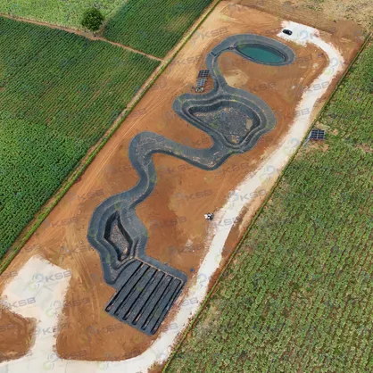 พลาสติกปูบ่อ HDPE Geomembrane ความหนา 0.75mm คลองไส้ไก่ ksbproduct G3