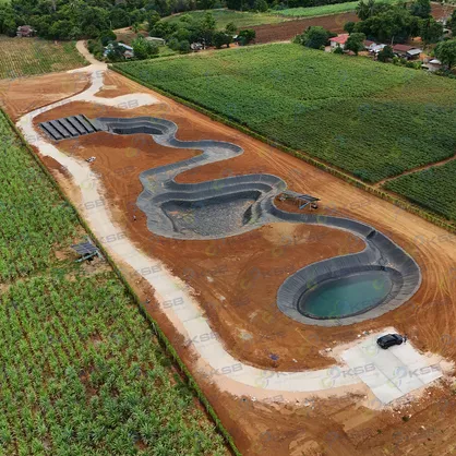 พลาสติกปูบ่อ HDPE Geomembrane ความหนา 0.75mm คลองไส้ไก่ ksbproduct G9