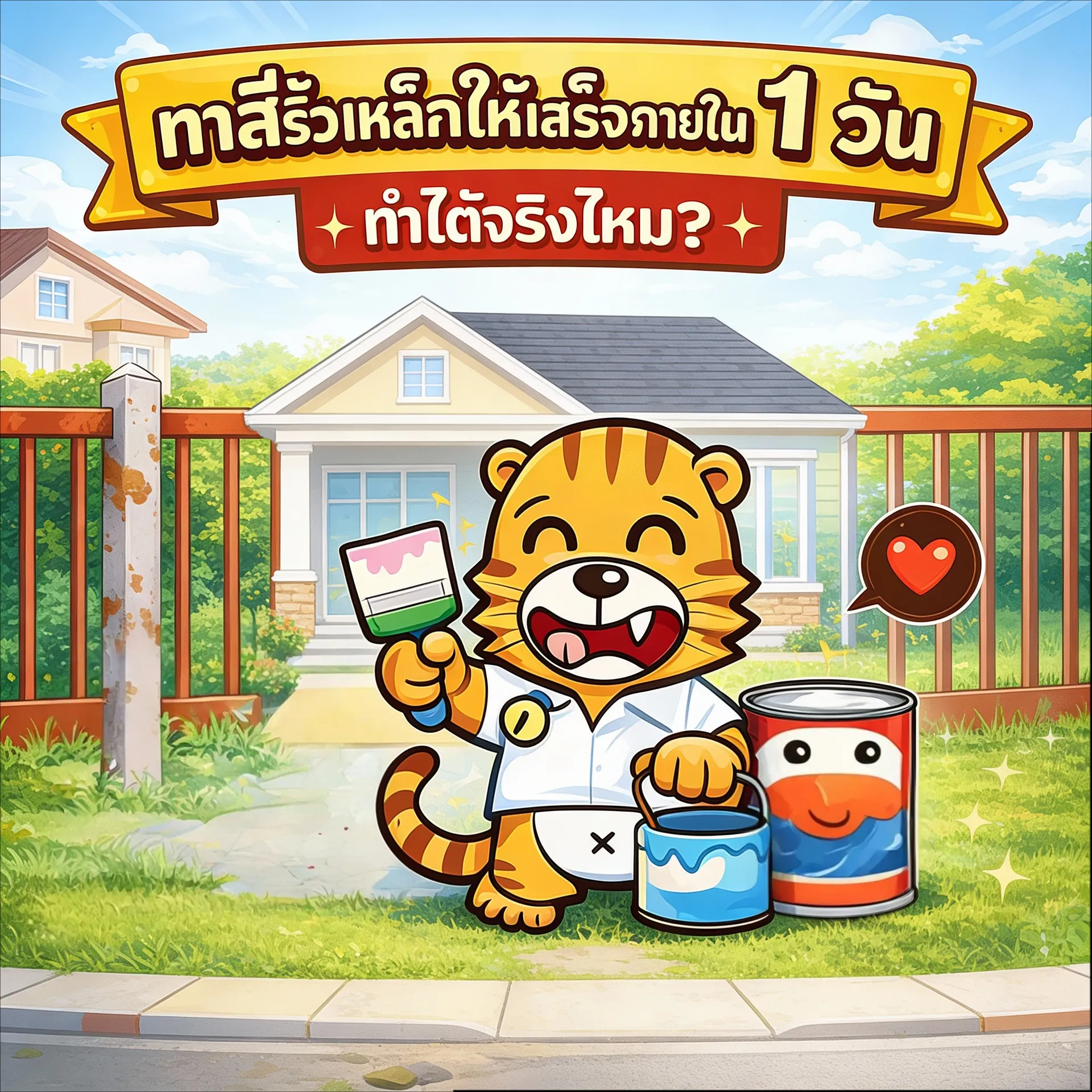 ทาสีรั้วเหล้กใหม่
