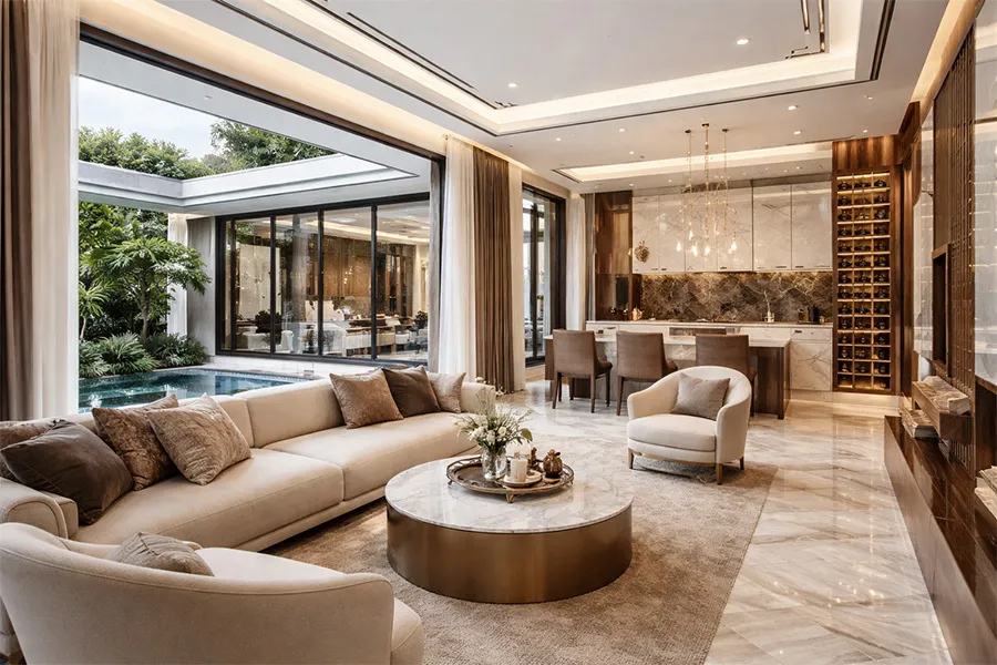 ห้องนั่งเล่นบ้านหรูสไตล์-Modern-Luxury-พร้อมงานตกแต่งภายในพรีเมียม