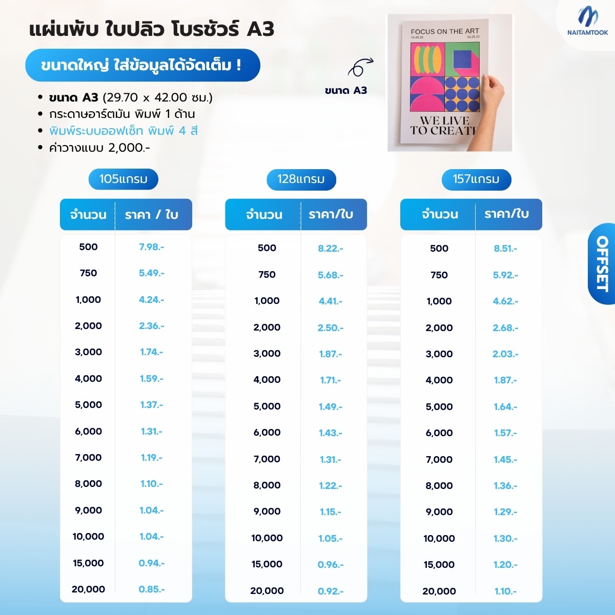 แผ่นพับใบปลิวโบรชัวร์A3พิมพ์1ด้านระบบออฟฟเซ็ท(1)