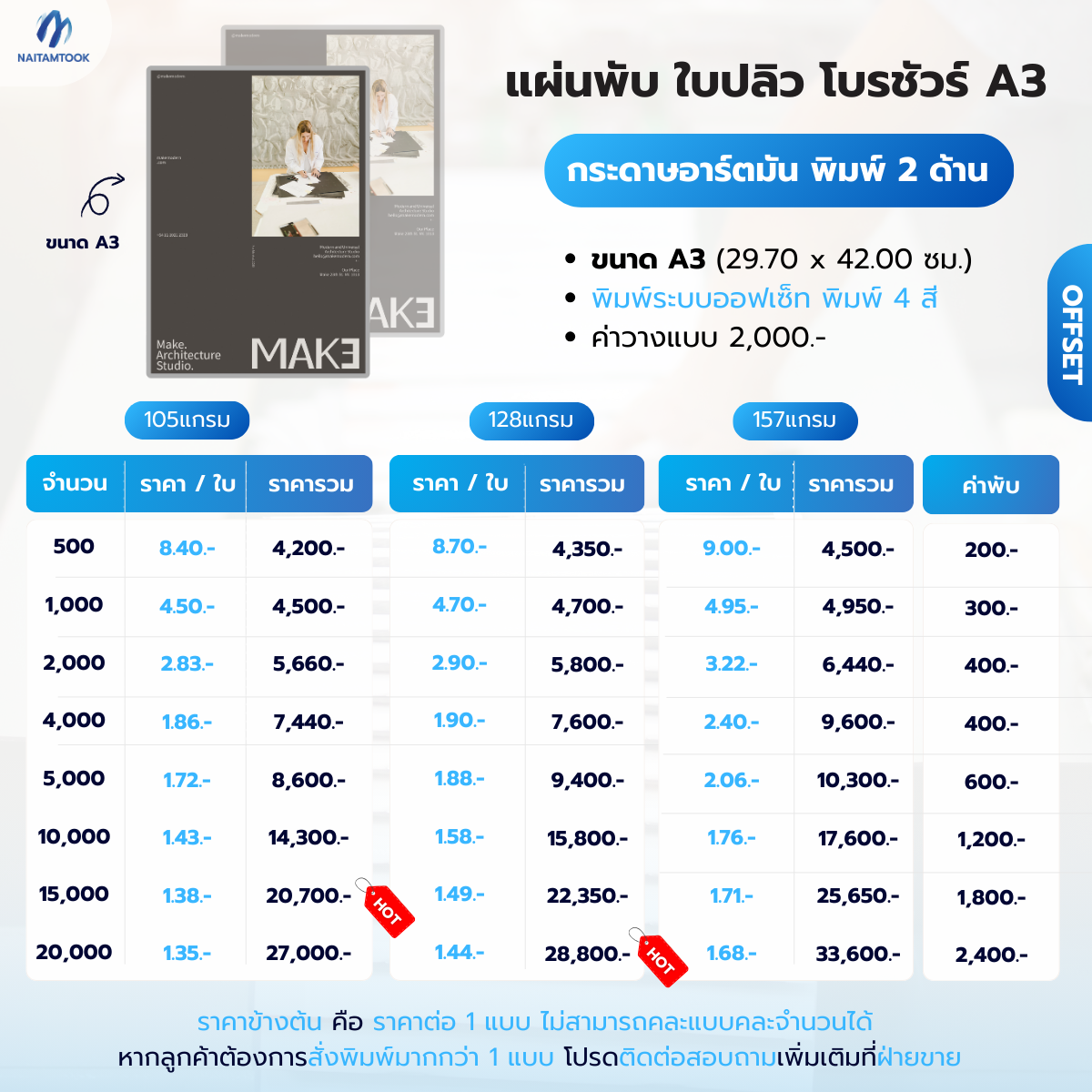 แผ่นพับใบปลิวโบรชัวร์A3พิมพ์2ด้านระบบดิจิตอล(1)