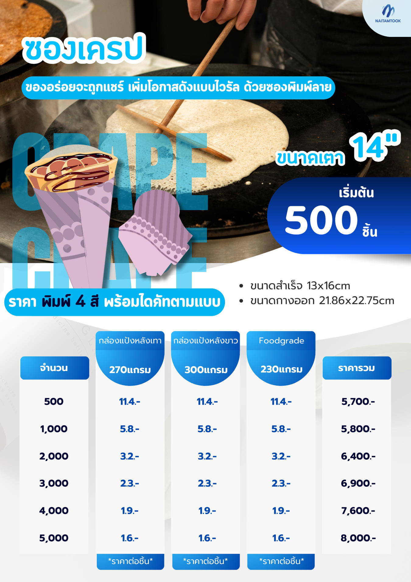 ราคาซองเครปทำซองเครปซองเครปพิมพ์แบรนด์14