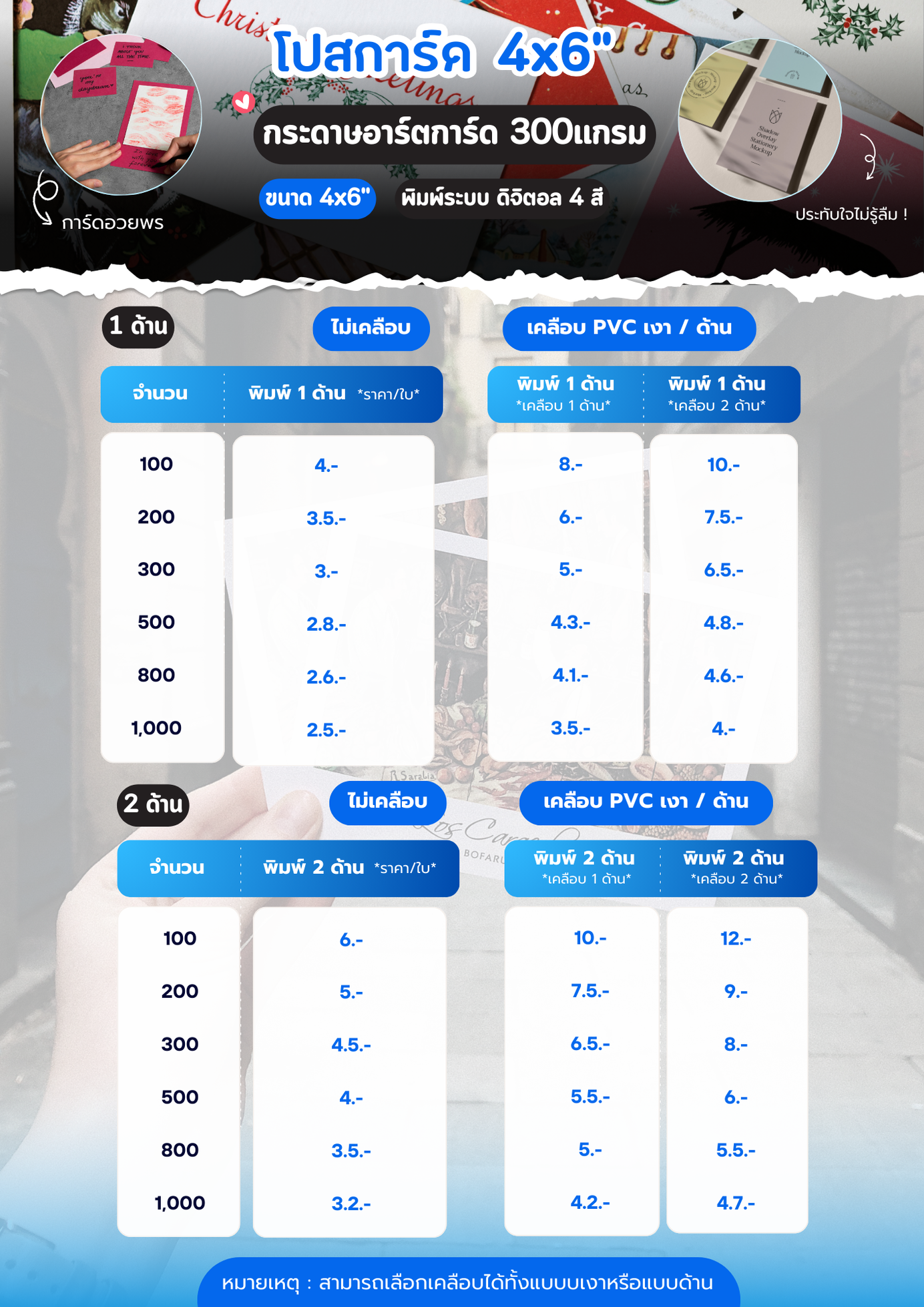 ราคาโปสการ์ด4x6PostcardPrice