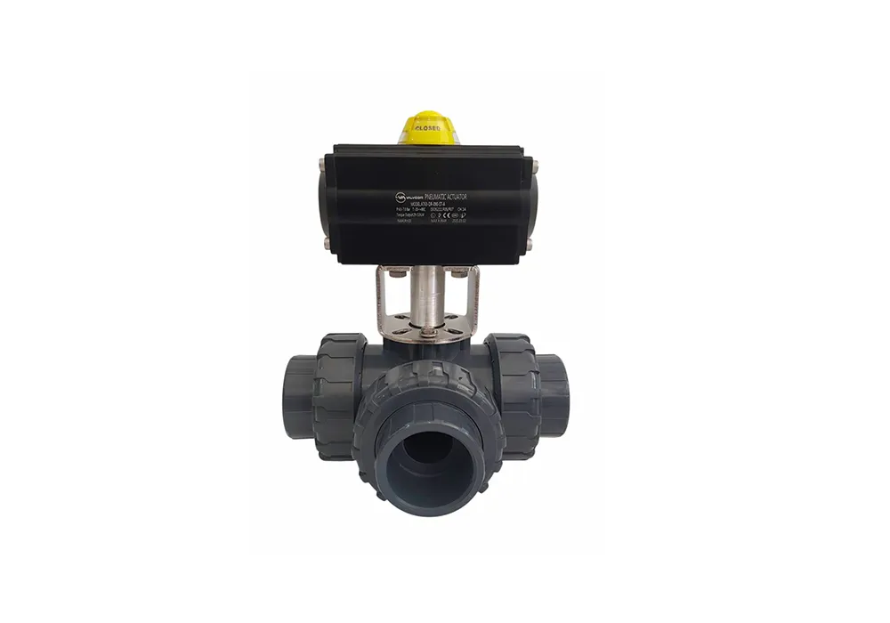 3-Ball-Valve-3Way-UPVC-With-Pneumatic-Actuator