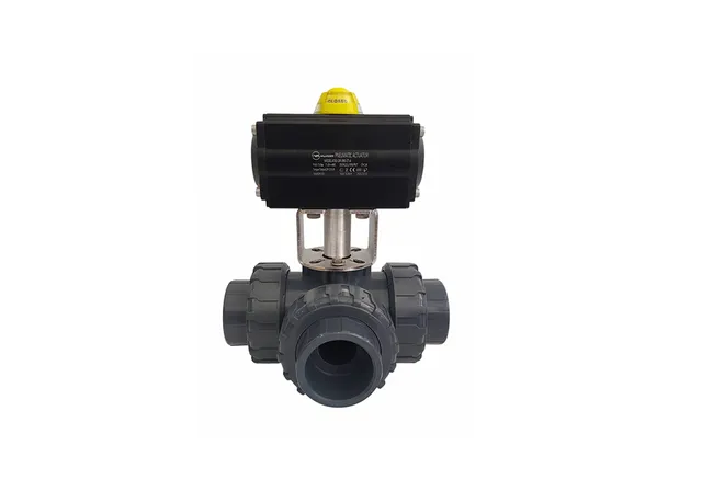3-Ball-Valve-3Way-UPVC-With-Pneumatic-Actuator