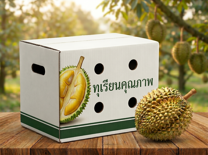 กล่องทุเรียน2ลูก(กระดาษขาว)