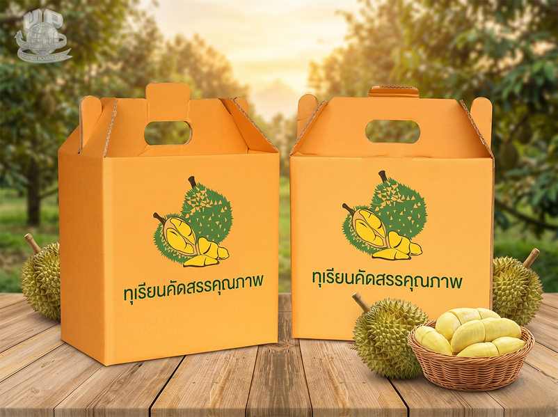 กล่องทุเรียนหูหิ้ว2ลูก
