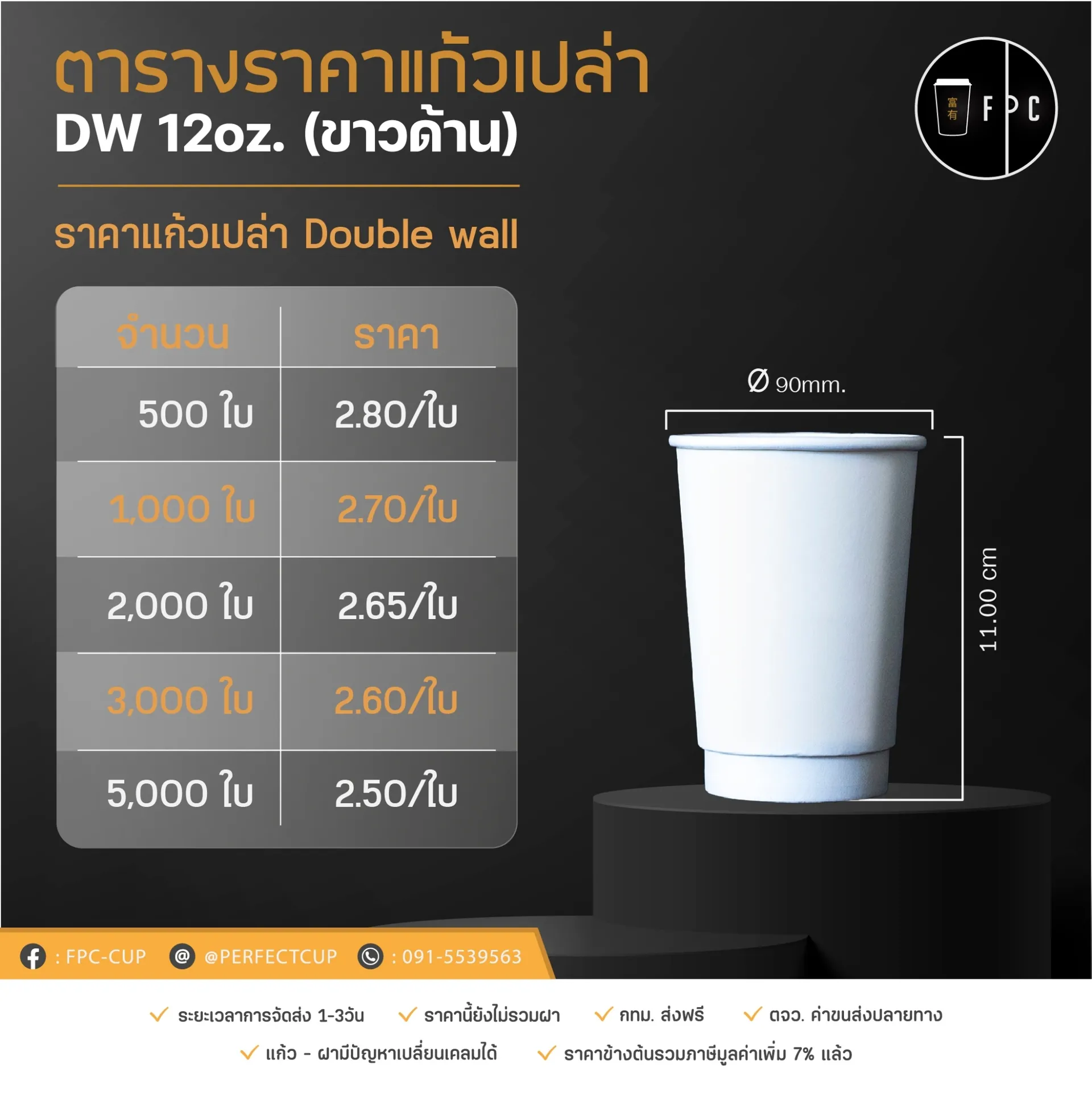 DW12ozขาวด้าน