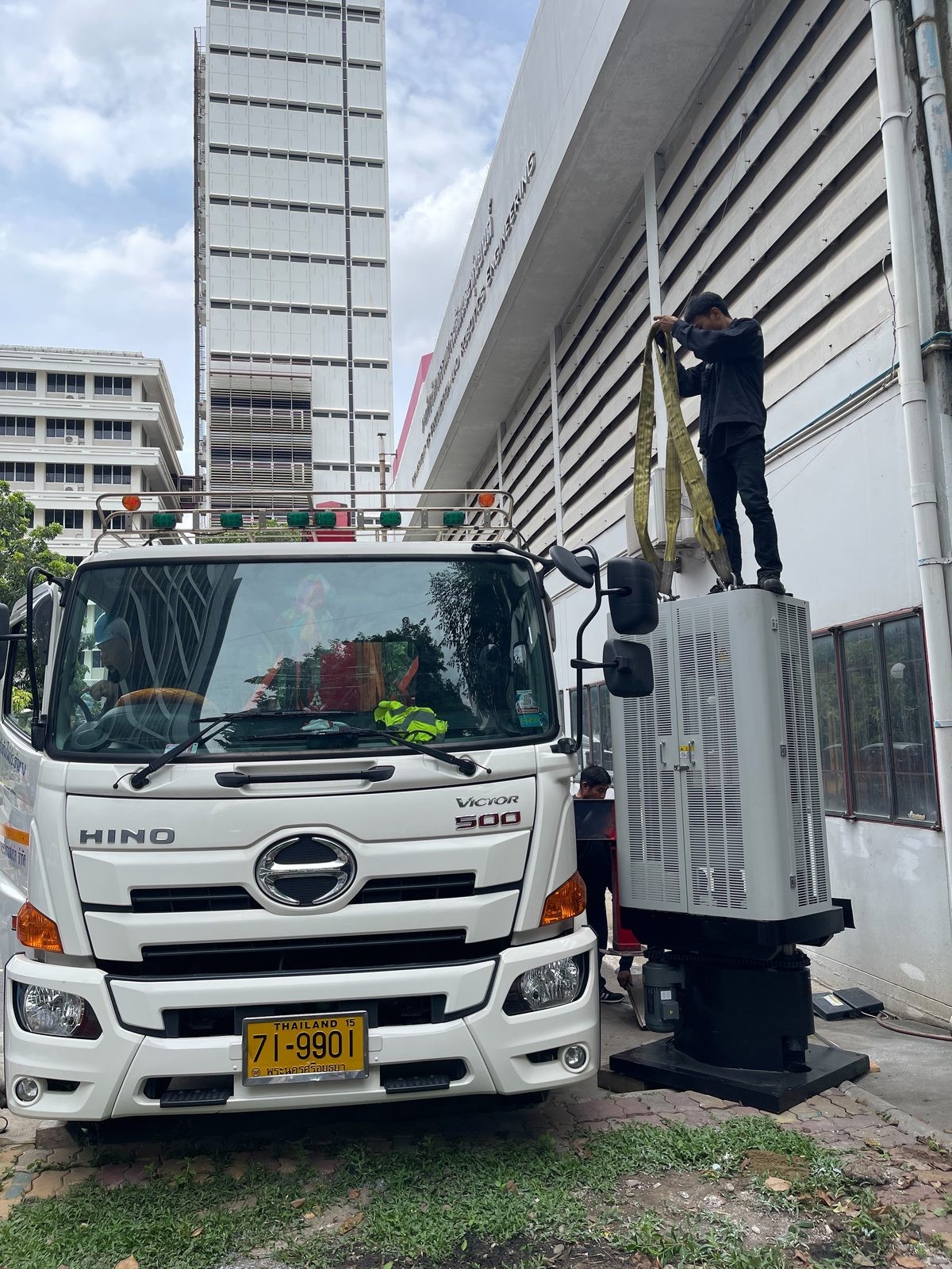 Delivering a testing machine by truck