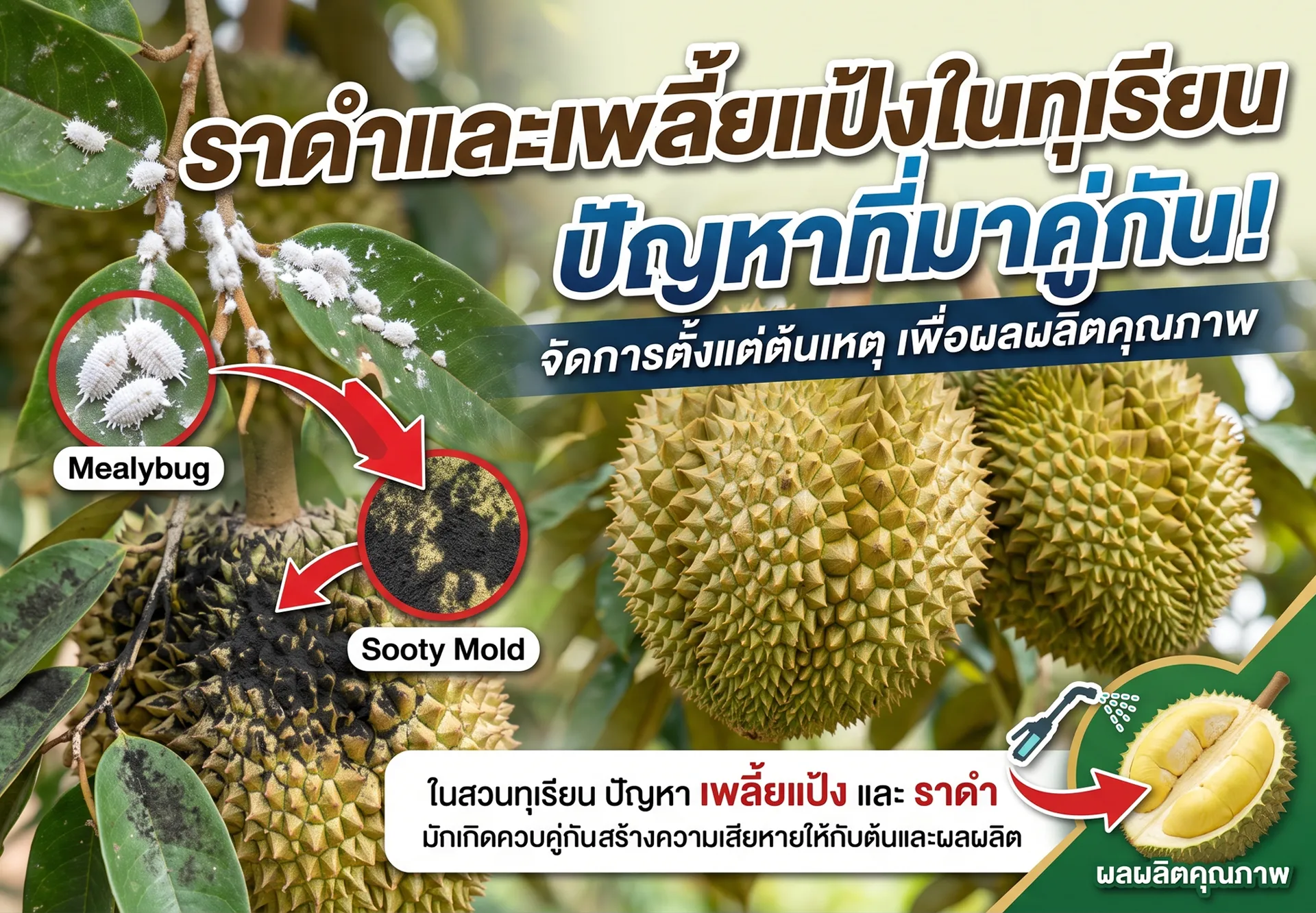 ราดำและเพลี้ยแป้งในทุเรียน