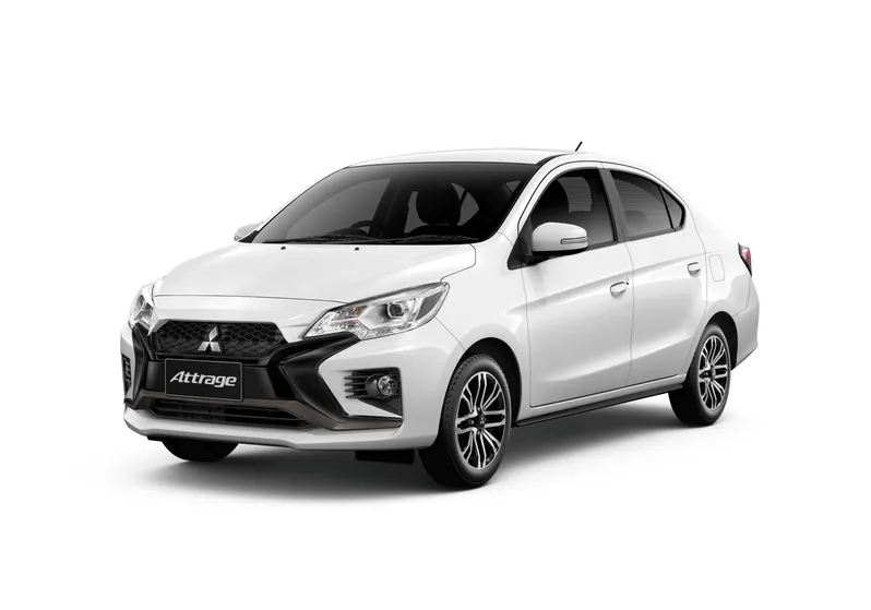 NEWMITSUBISHIATTRAGEFrontLeftAngle-WhiteDiamond
