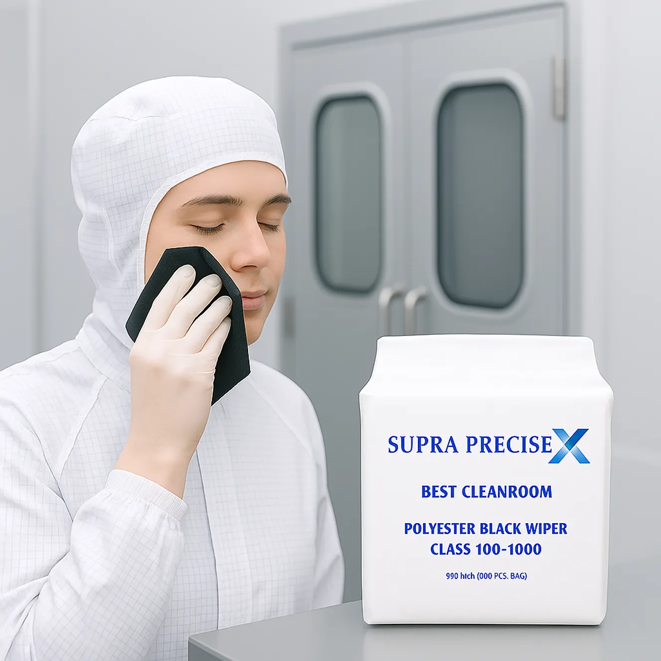 polyester-black-cleanroom-wiper-face-check-supra-precise