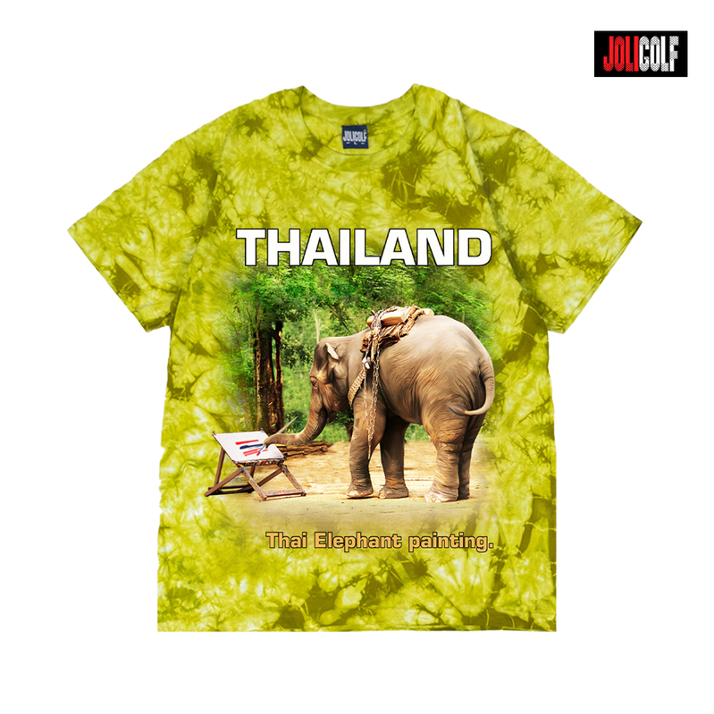 947ช้างวาดรูปมัดย้อมเขียวมะนาว