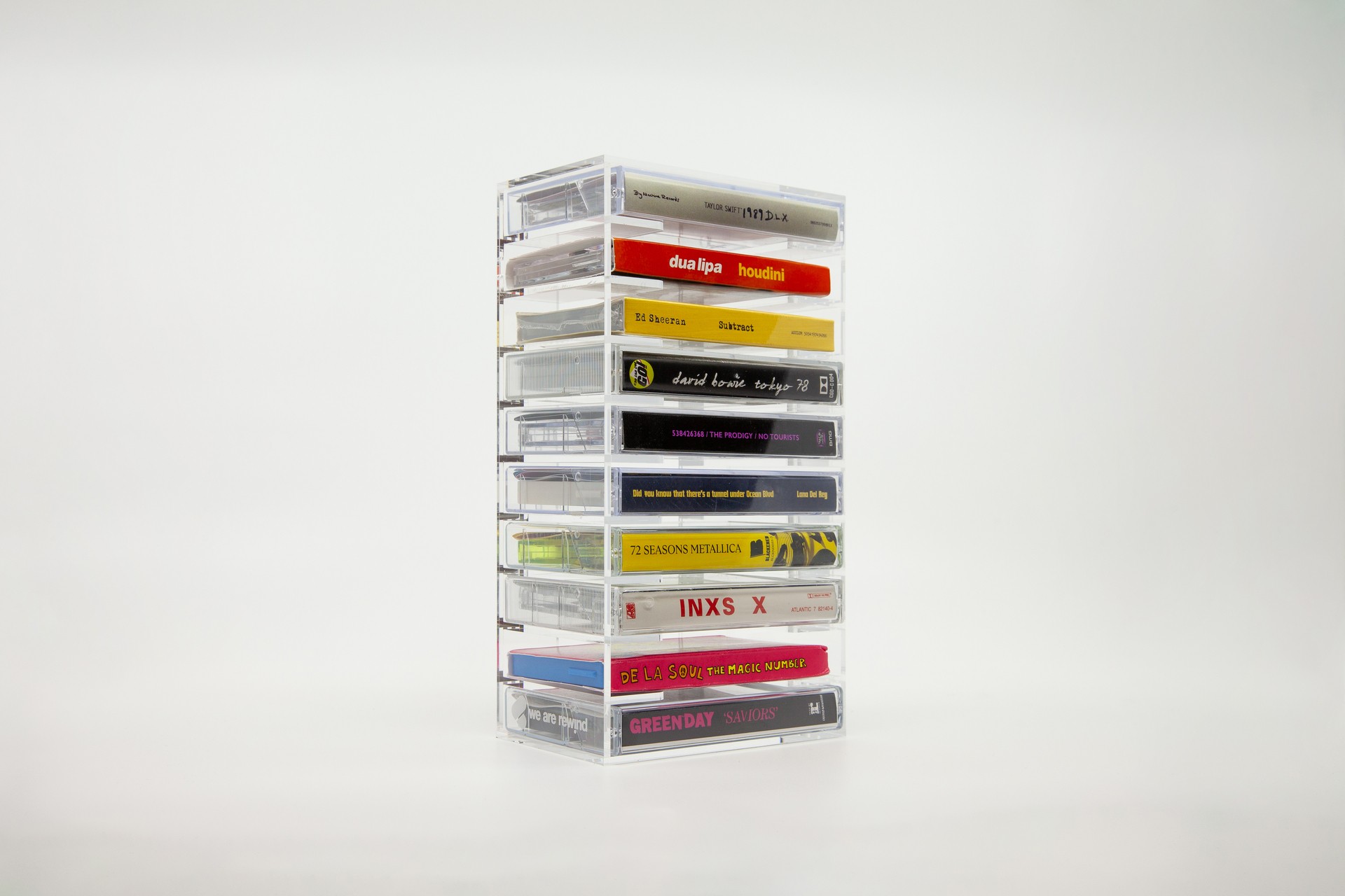 CLEAR CASSETTE TAPE RACK