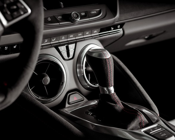 close-up-view-automatic-gear-lever-inside-sports-car-black-white