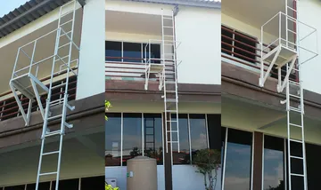 บันไดหนีไฟแบบบันไดลิงปลดล็อคชักเก็บได้โรงงานพันท้ายสรสิงห์