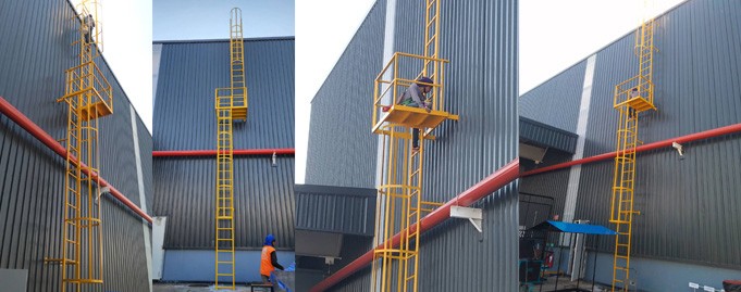 บันไดserviceแบบบันไดลิงมีกันตกด้านหลังfeltechManufacturinghereweare