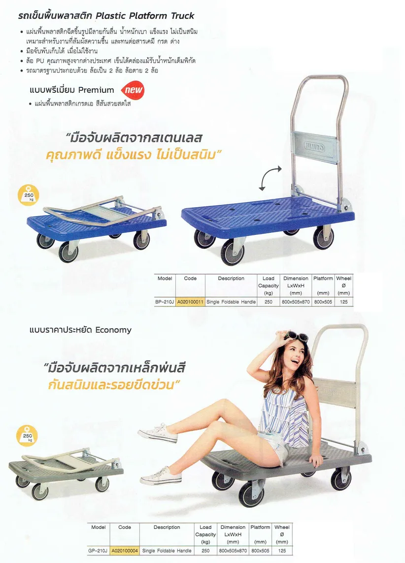 รถเข็นพื้นพลาสติกพับได้