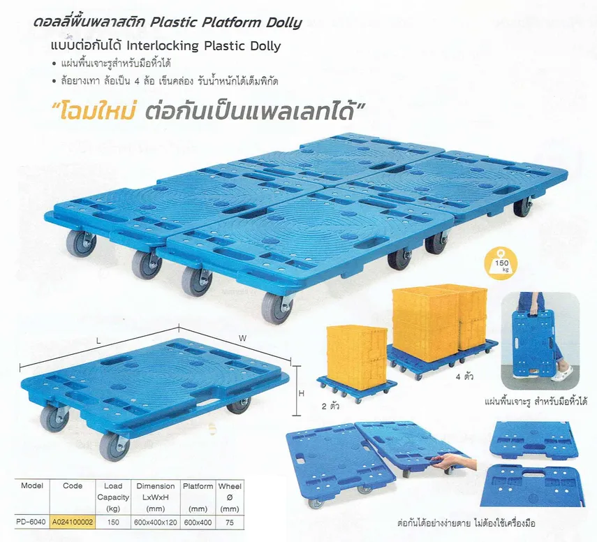 ดอลลี่พื้นพลาสติกแบบต่อกันได้