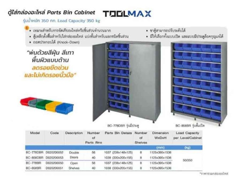 ตู้ใส่กล่องอะไหล่พร้อมกล่องอะไหล่รับน้ำหนัก350Kg