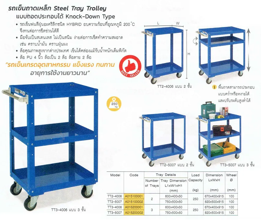 รถเข็นถาดเหล็กแบบถอดประกอบได้
