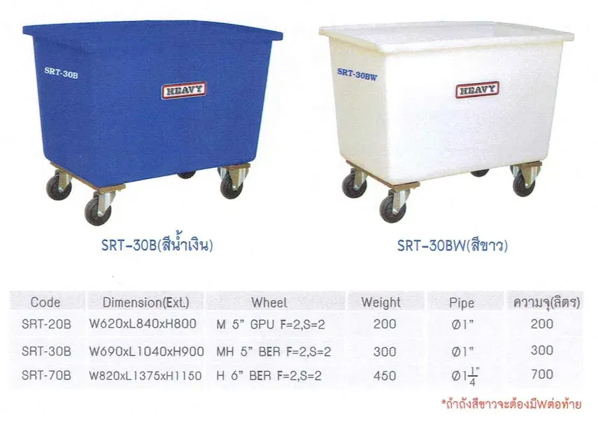 รถเข็นพร้อมถังพลาสติก
