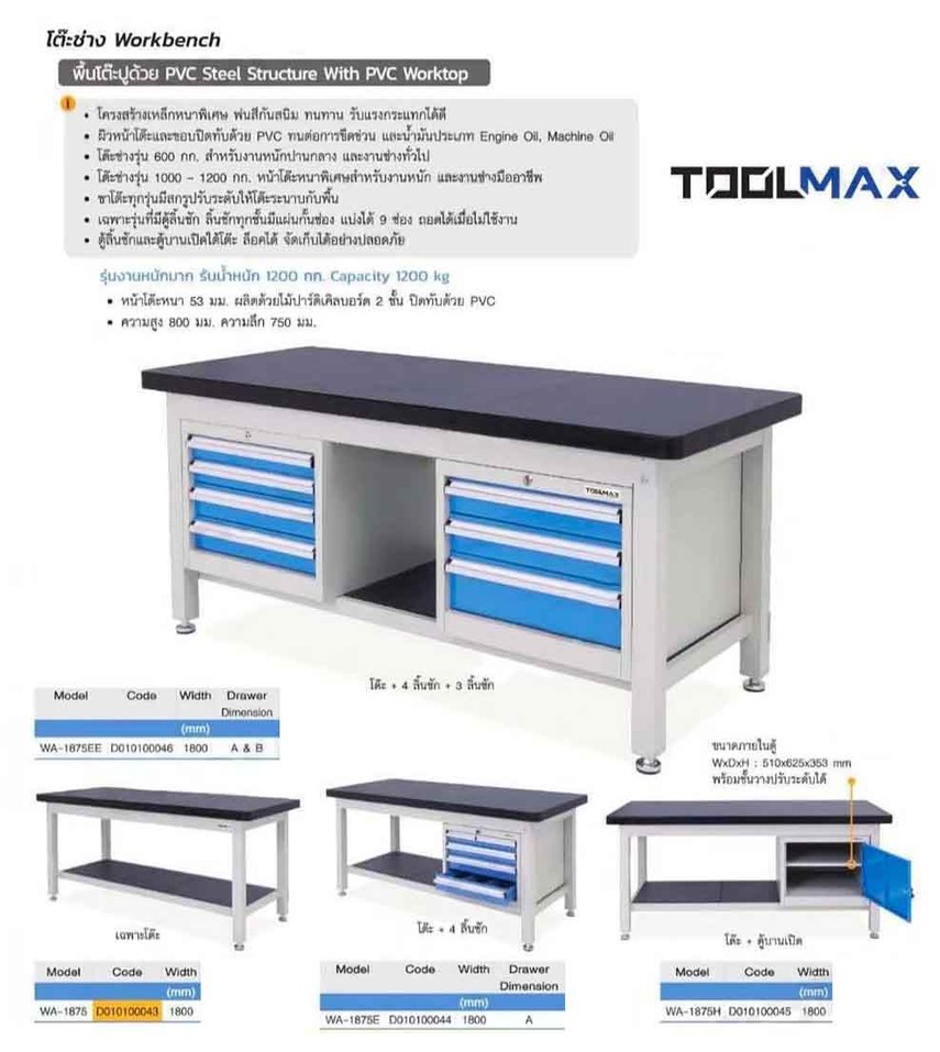 โต๊ะช่างToolmaxรุ่นรับน้ำหนัก1200กก