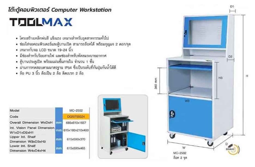 โต๊ะตู้คอมพิวเตอร์เหล็กMC-2502