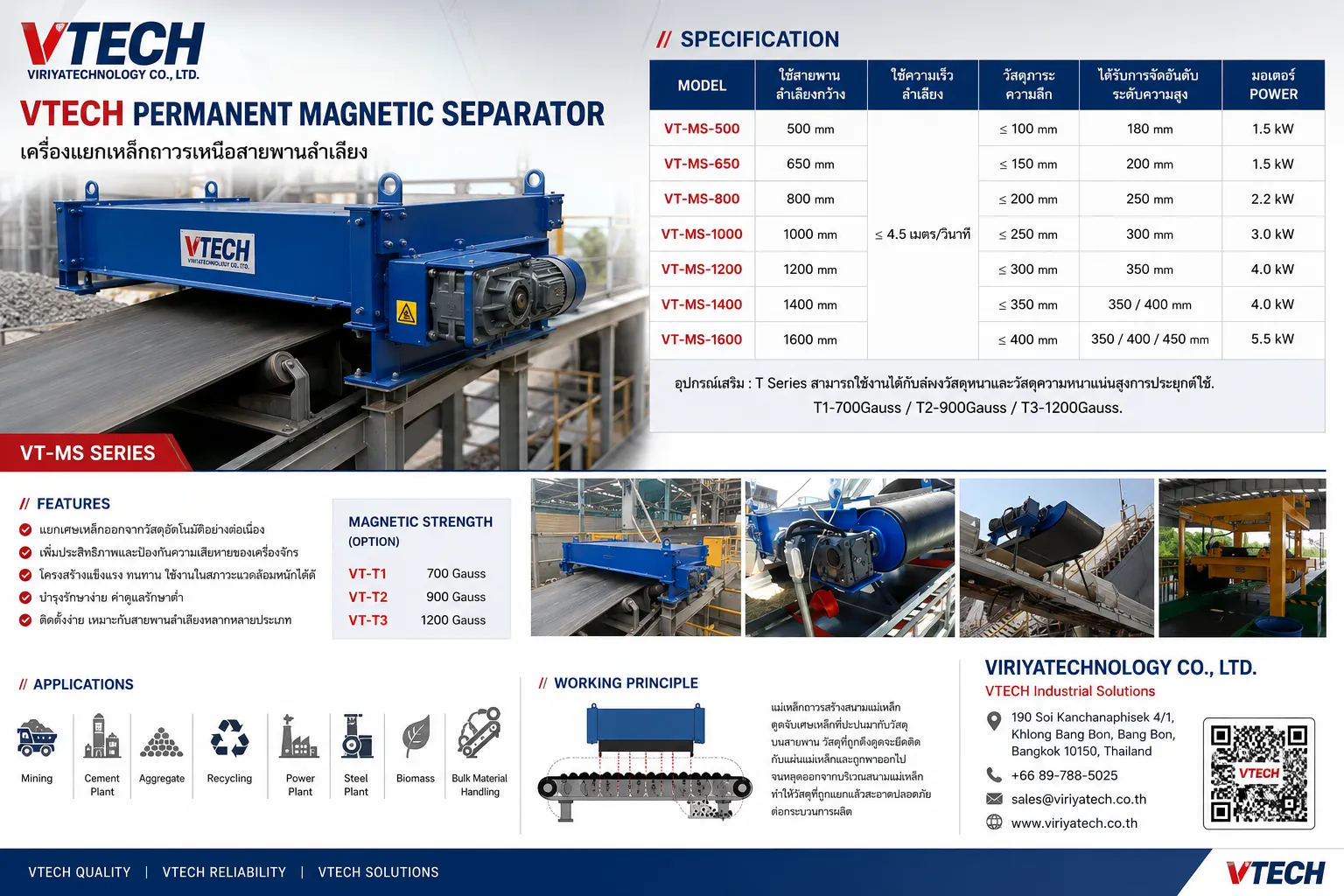 SPEC เครื่องคัดแยกโลหะด้วยแม่เหล็กแบบสายพาน
