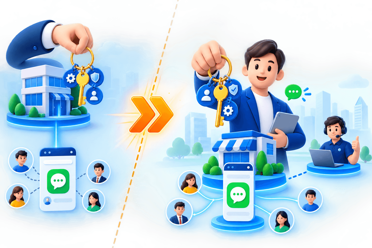 ภาพเปรียบเทียบการถือสิทธิ์ Provider โดย Agency กับการให้ธุรกิจเป็นเจ้าของ Provider